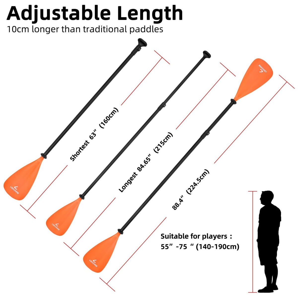 Lightweight Adjustable SUP and Kayak Paddle - Floating 4-Piece Aluminum Shaft