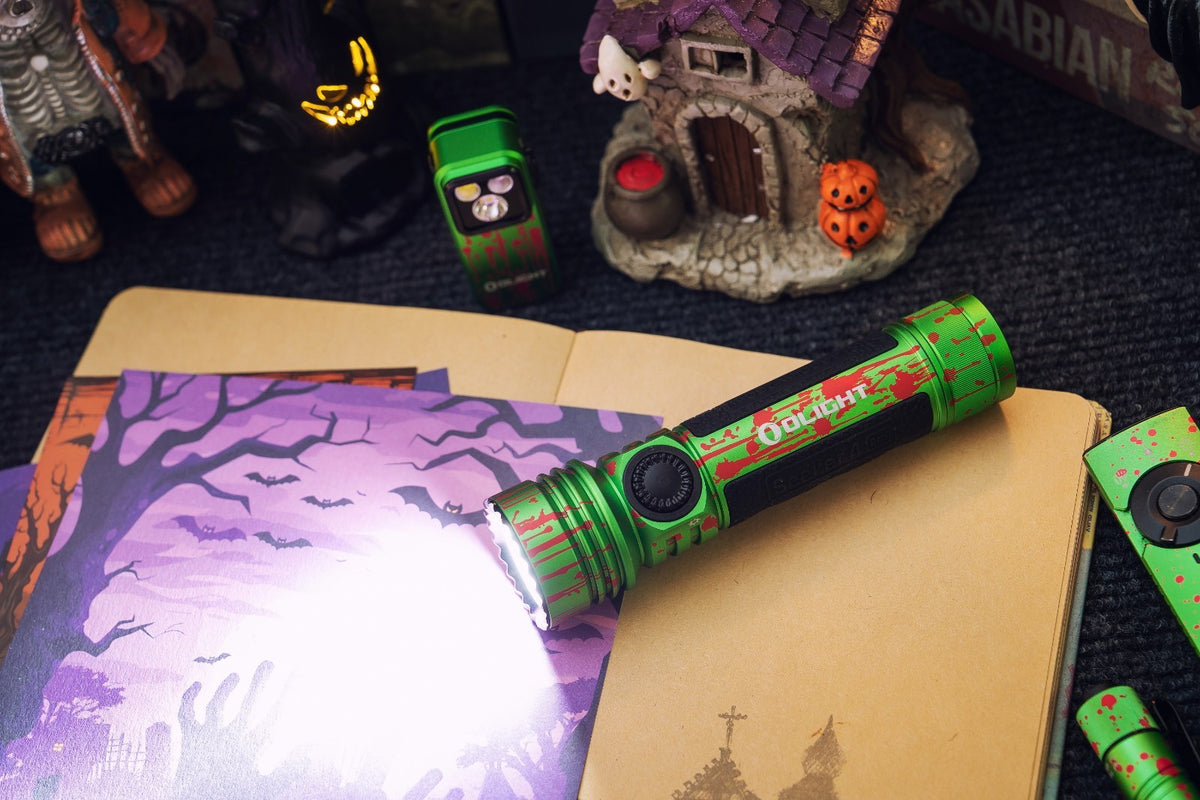 High Power Tactical Flashlight 4600 Lumens with Holster & Clip - Zombie Green