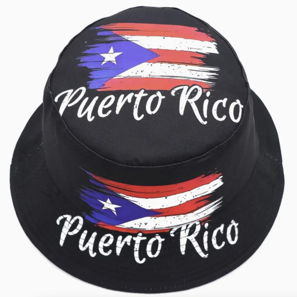 Puerto Rico Flag Bucket Hat for Adults Unisex Black One Size