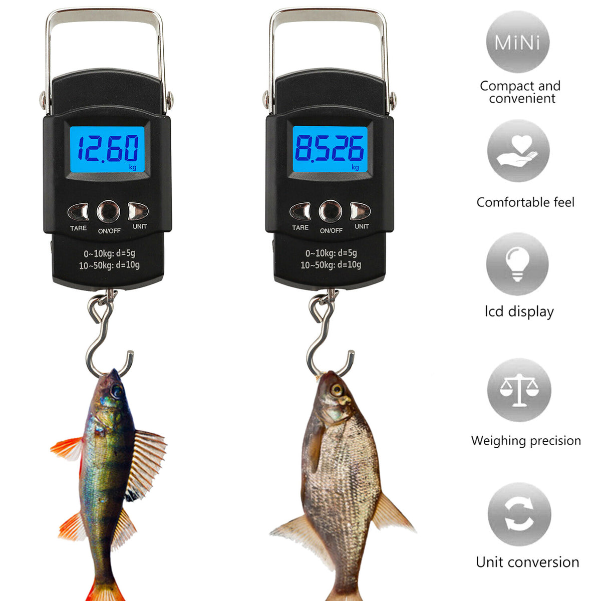 Digital Fishing Scale 50kg Portable Luggage Weight with LCD Display