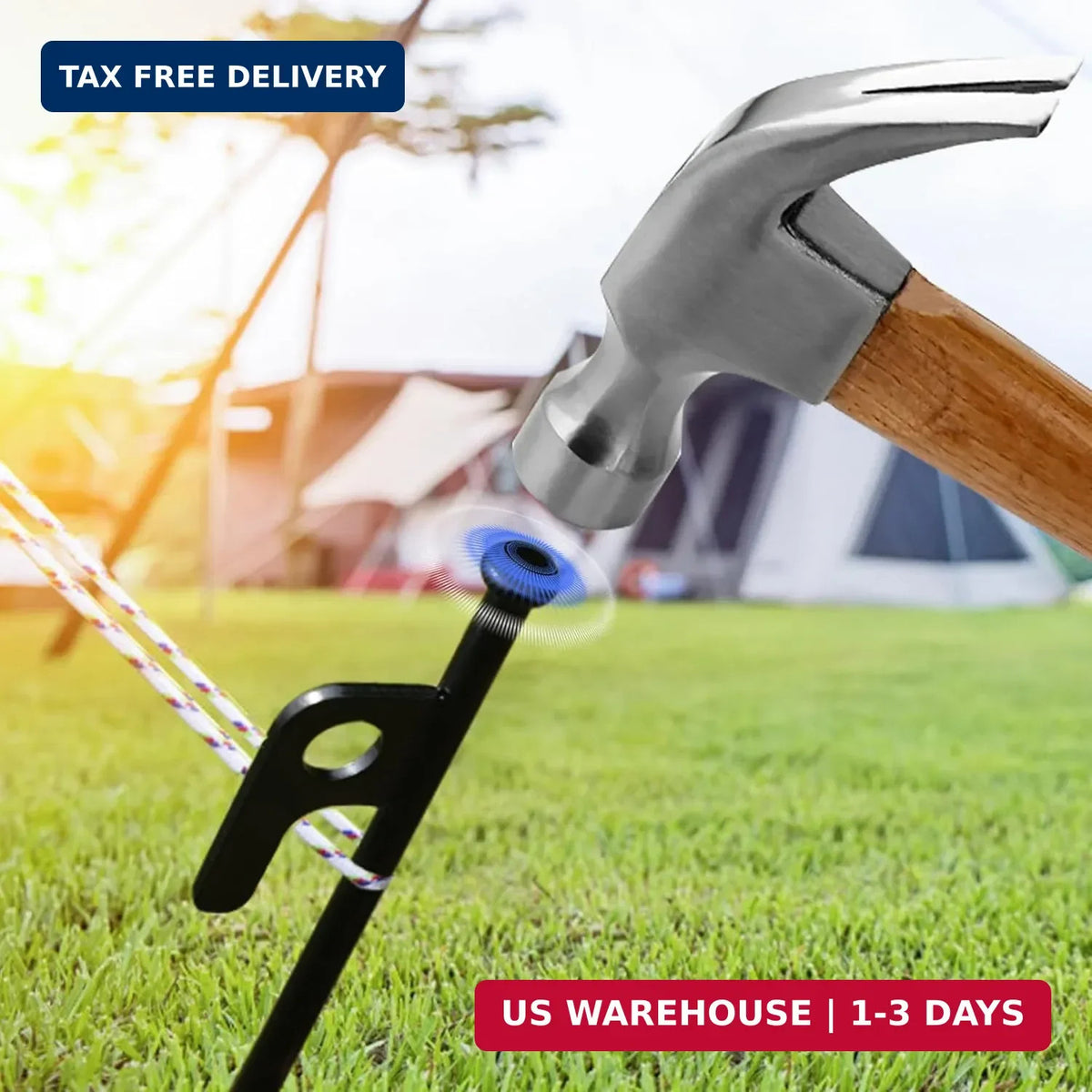 Heavy Duty Steel Tent Stakes - 8 Pack Ground Anchors for Camping & Outdoors