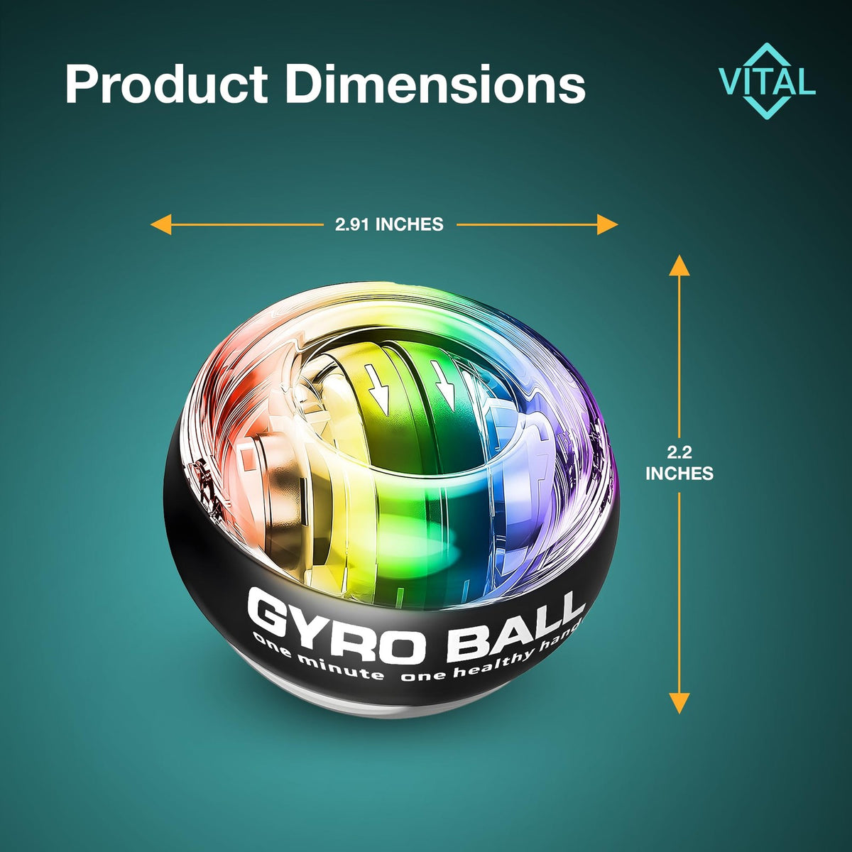 Gyroscopic Wrist Ball Exerciser with LED Lights - Hand & Wrist Strength Trainer