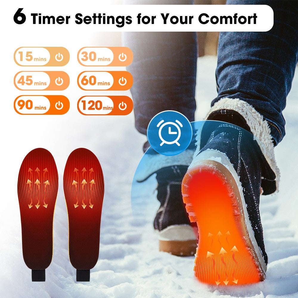 USB Rechargeable Heated Insoles for Men and Women Foot Warmer with App Control