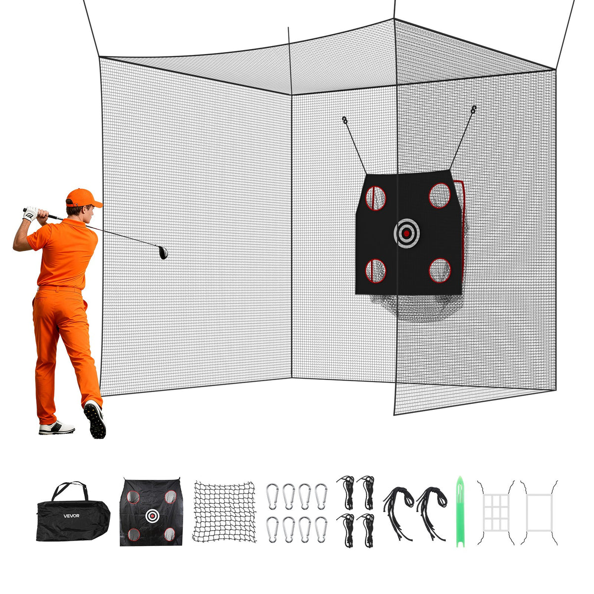 10x10ft Golf Batting Cage for Indoor Outdoor Practice - Stable & Durable