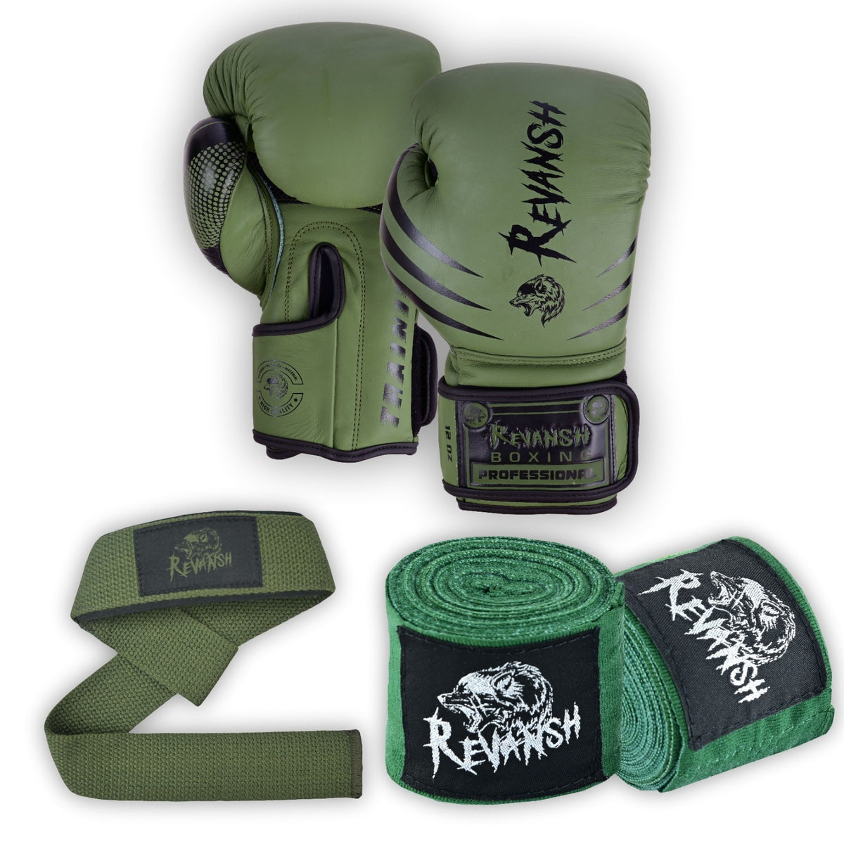 Boxing Gloves and Hand Wraps Set - MMA Muay Thai Training Gear 3 Pack