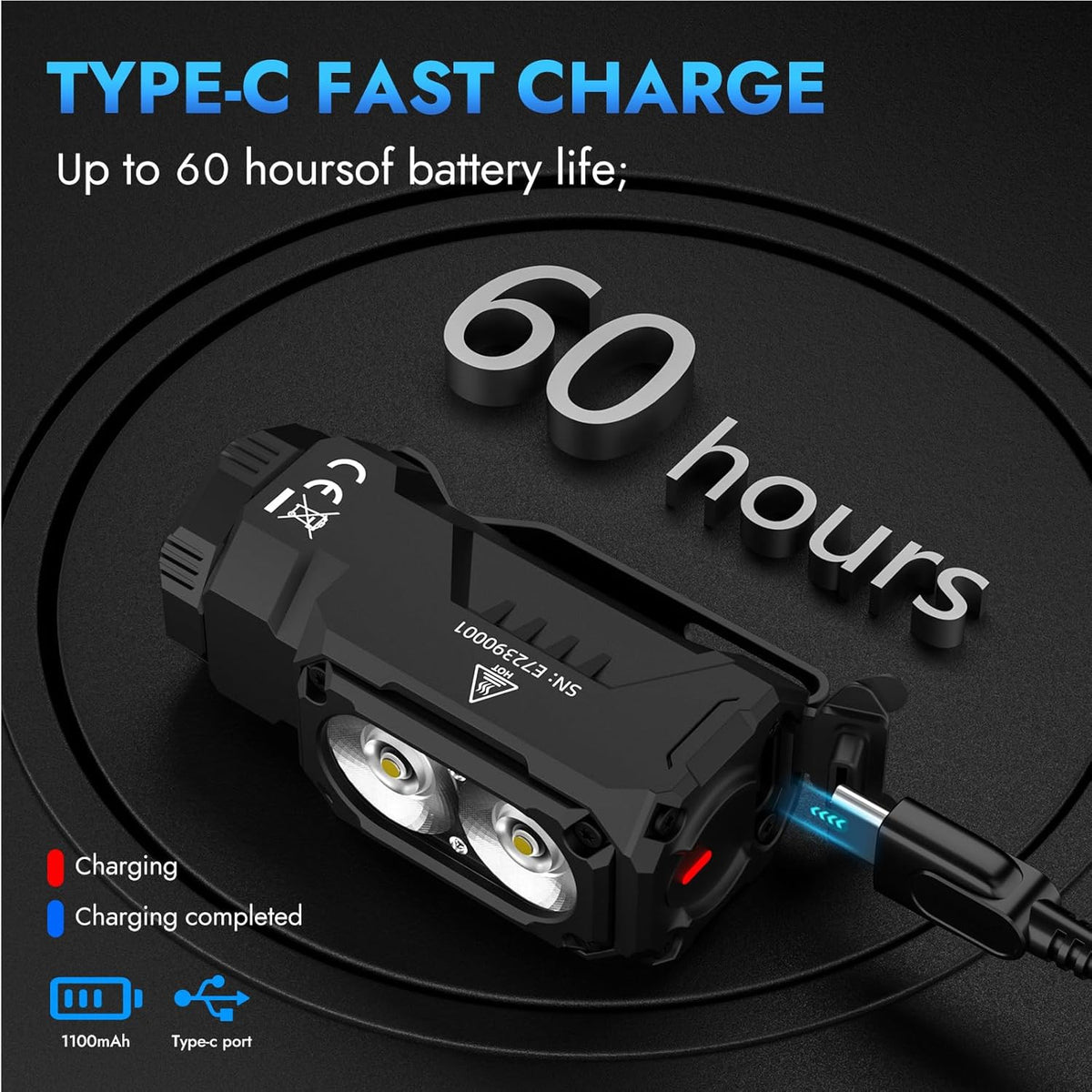 Mini LED Flashlight 1800 Lm Waterproof Magnet USB Rechargeable Torch