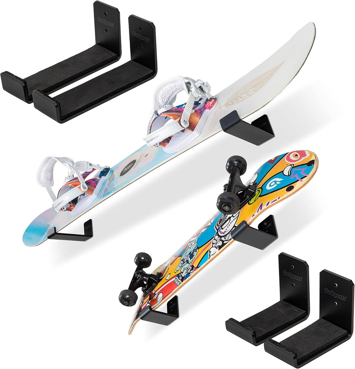 Universal Wall Mount Snowboard & Skateboard Display Racks 2 Pack