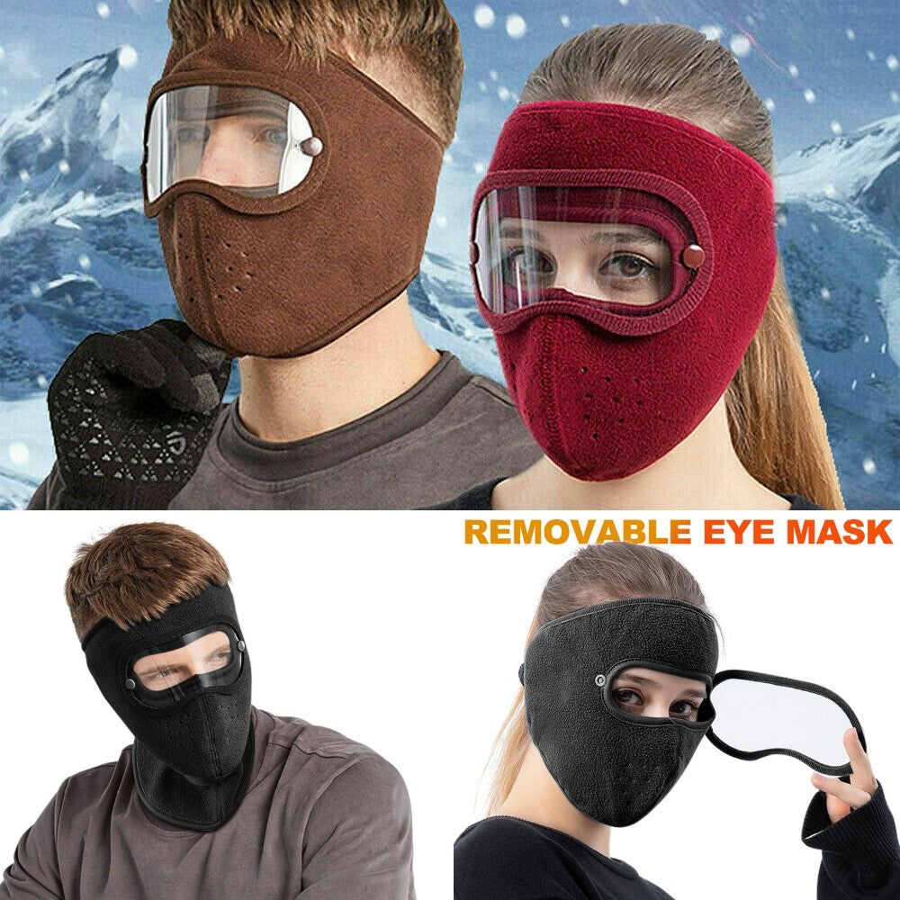 Windproof Warm Face Mask with Detachable Anti-Fog Goggles Unisex