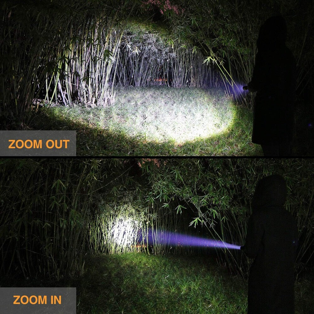 Super Bright LED Tactical Flashlight 900 Lumens with 3 Modes, Focus Zoom, Durable Aluminum Body