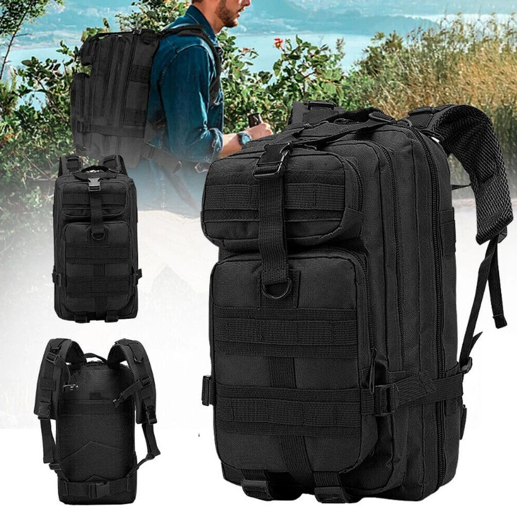 30L Outdoor Tactical Military Backpack for Hiking Camping Travel Black