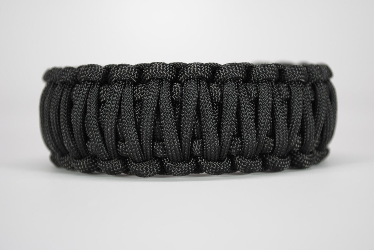 Paracord Survival Bracelet King Cobra Solid Black - Made in USA, Adjustable Sizes
