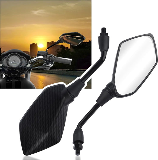 Motorcycle Rearview Mirrors with 8mm & 10mm Bolts, HD 360° Adjustable for Scooter ATV Bike