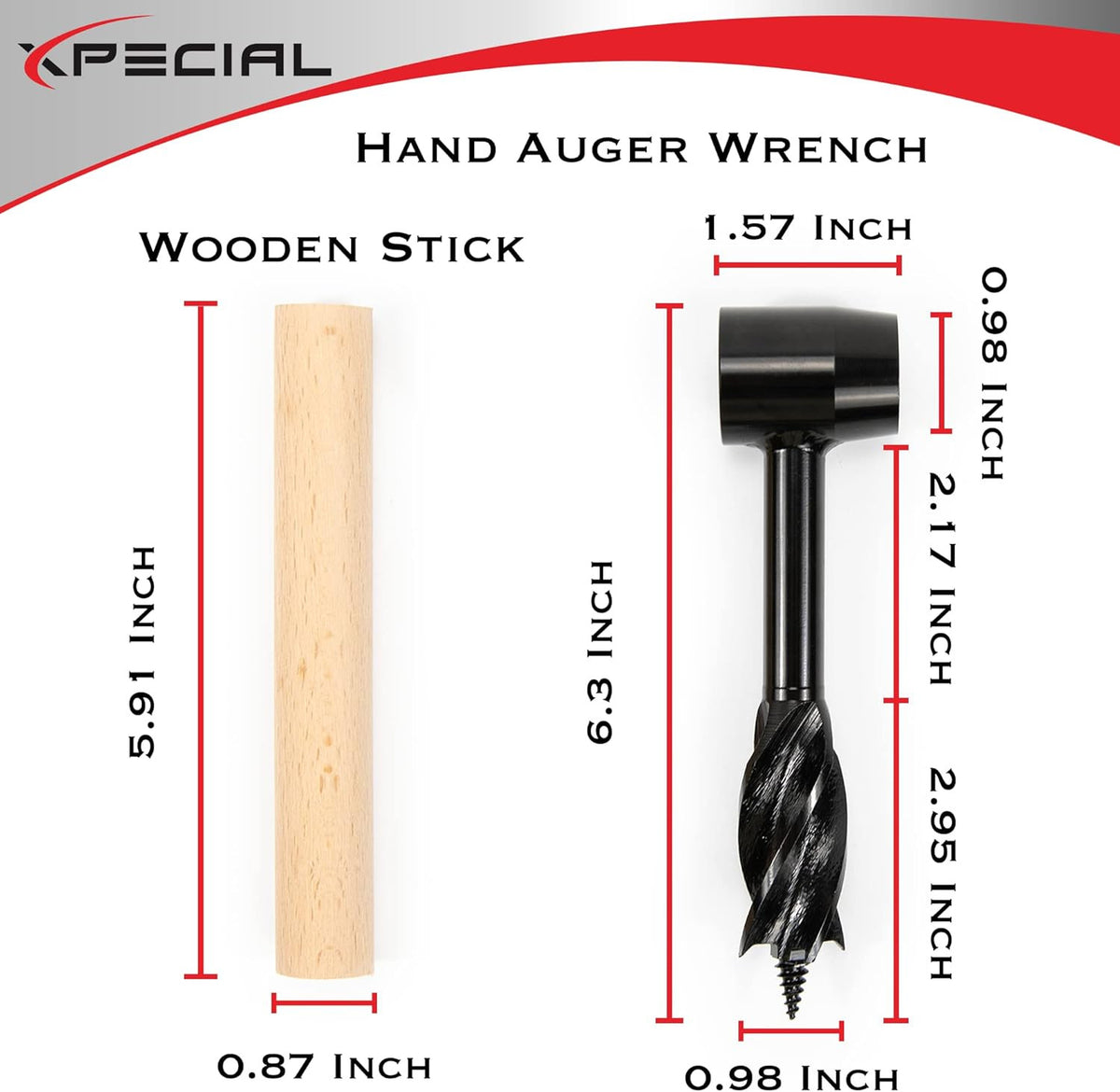 Bushcraft Survival Tool Set with Hand Auger, Chainsaw & Wrench