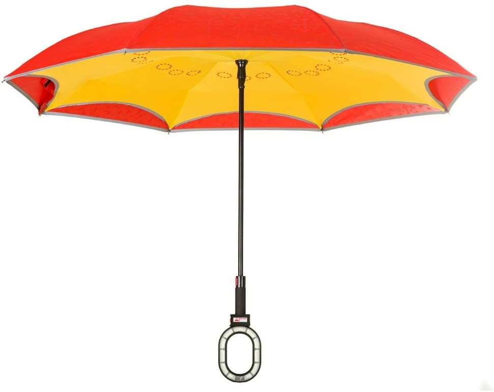 All-In-One Smart LED Safety Umbrella with SOS & White Light - Reflective, Water-Resistant, Hands-Free Handle