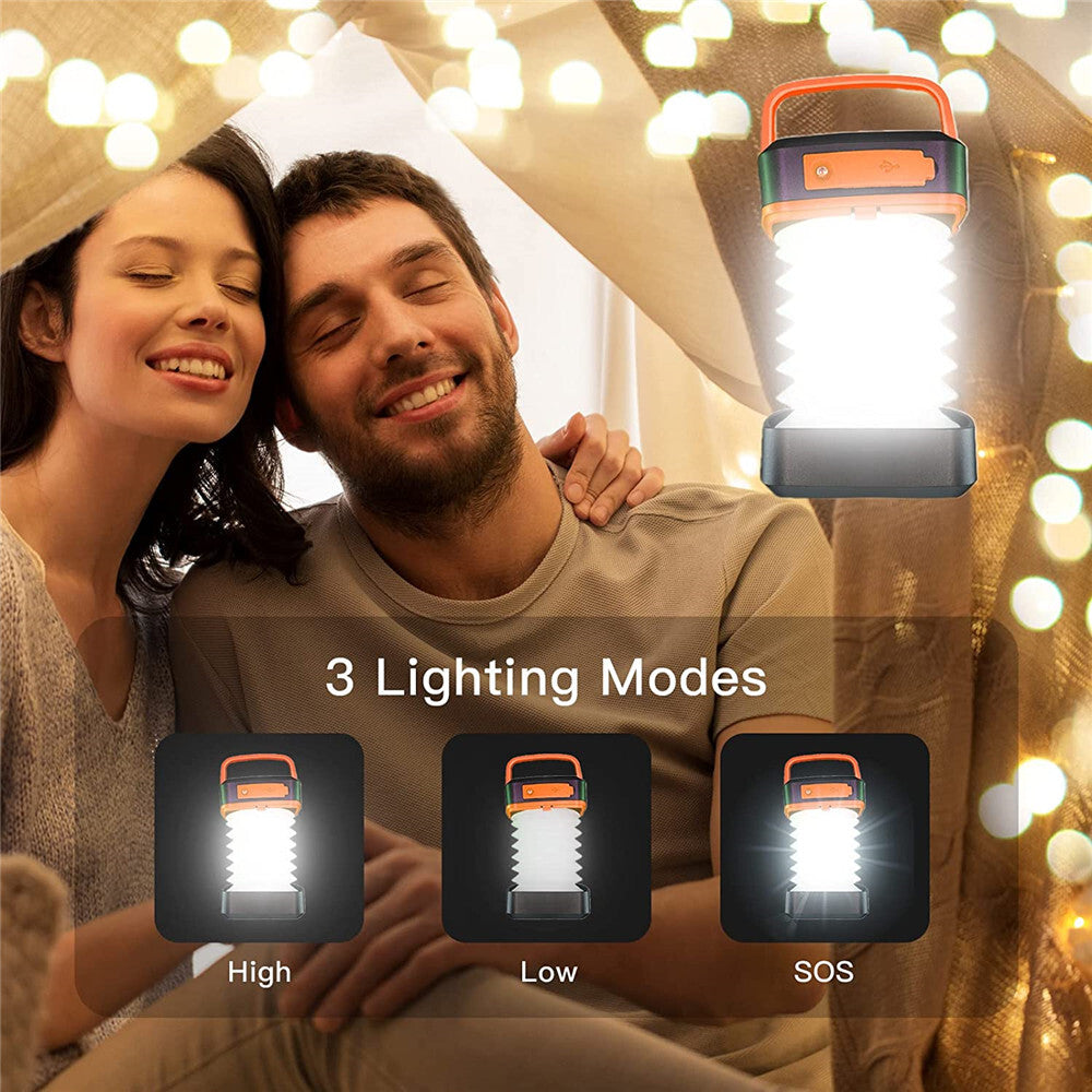 Rechargeable Solar LED Camping Lantern & Tent Light with USB & SOS Modes