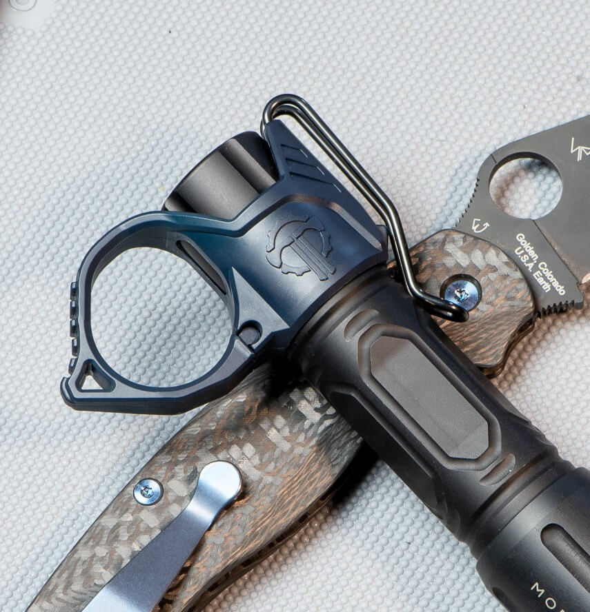 Deep Carry Flashlight Ring with Pocket Clip for Handheld Lights