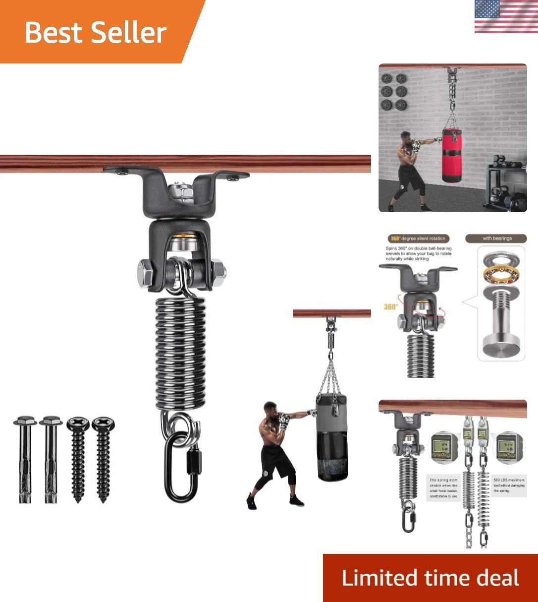 Heavy Duty Punching Bag Mount Support Up to 800 lbs for MMA Boxing
