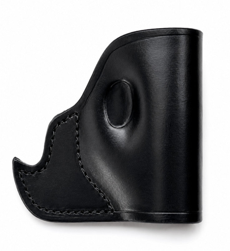 Leather Pistol Holster for Concealed Carry - Hand Tooled, Black or Tan