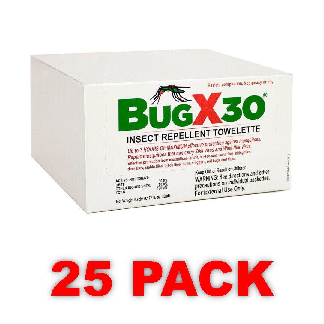 30% DEET Insect Repellent Wipes - BugX30 Travel-Ready Mosquito Towelettes