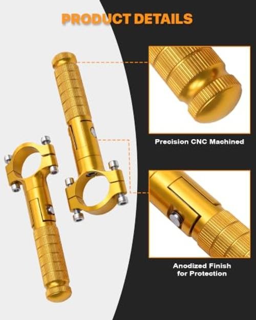 Gold Folding Motorcycle Footrest Pegs - 1.25 Inch Universal Fit