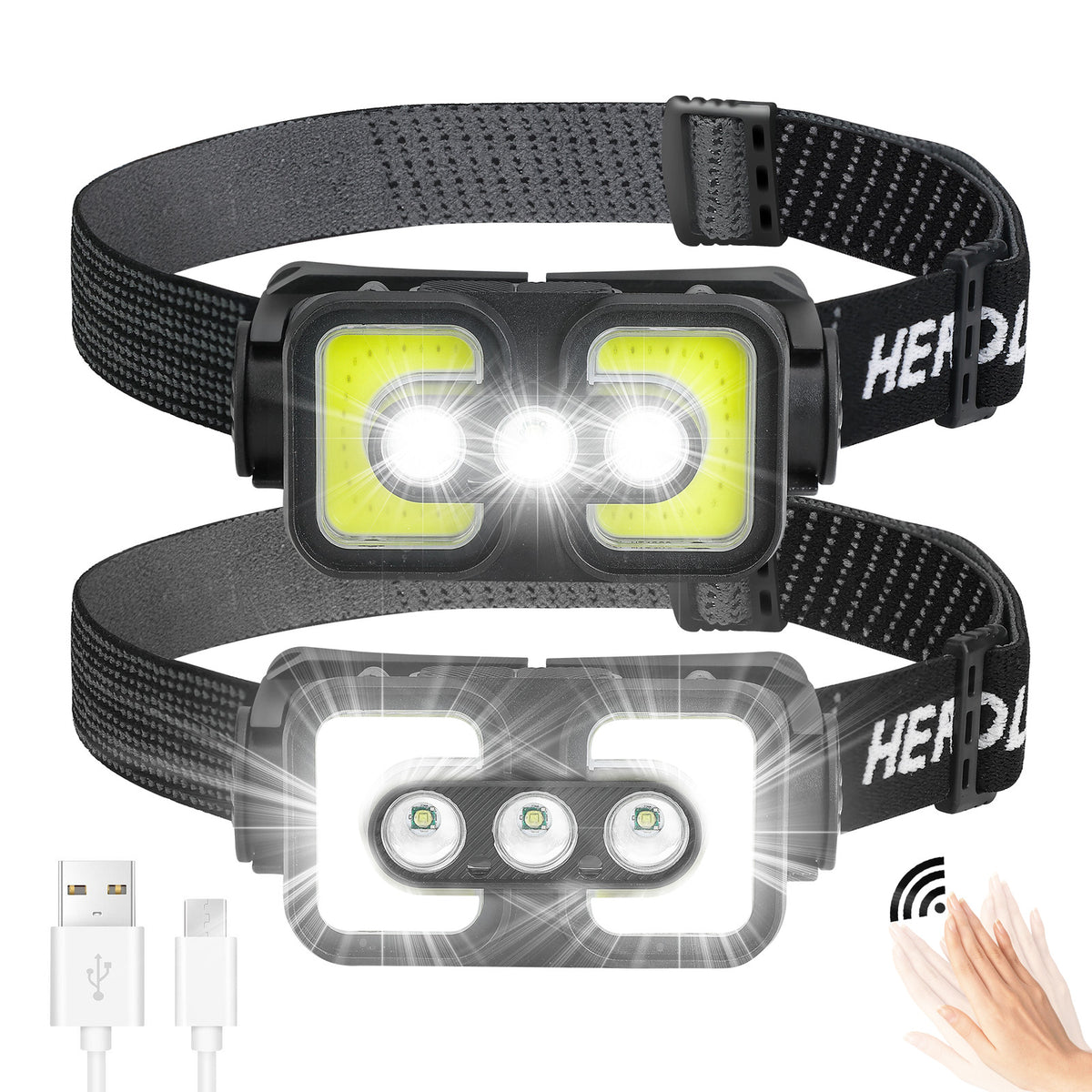 Rechargeable LED Headlamp with USB for Outdoor Work Camping Hunting