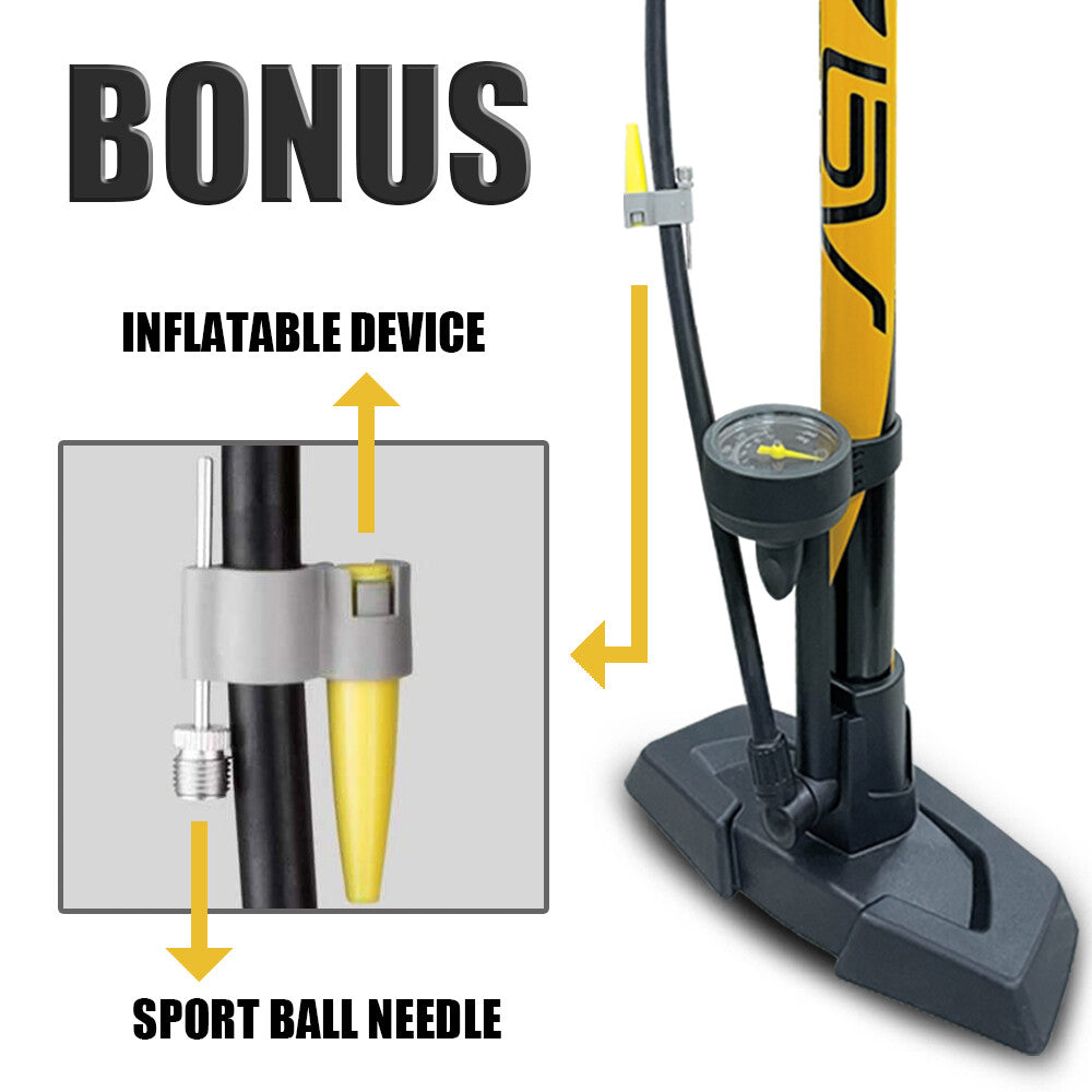 Bike Floor Pump with Gauge 160 PSI for Presta Schrader Dunlop Valves