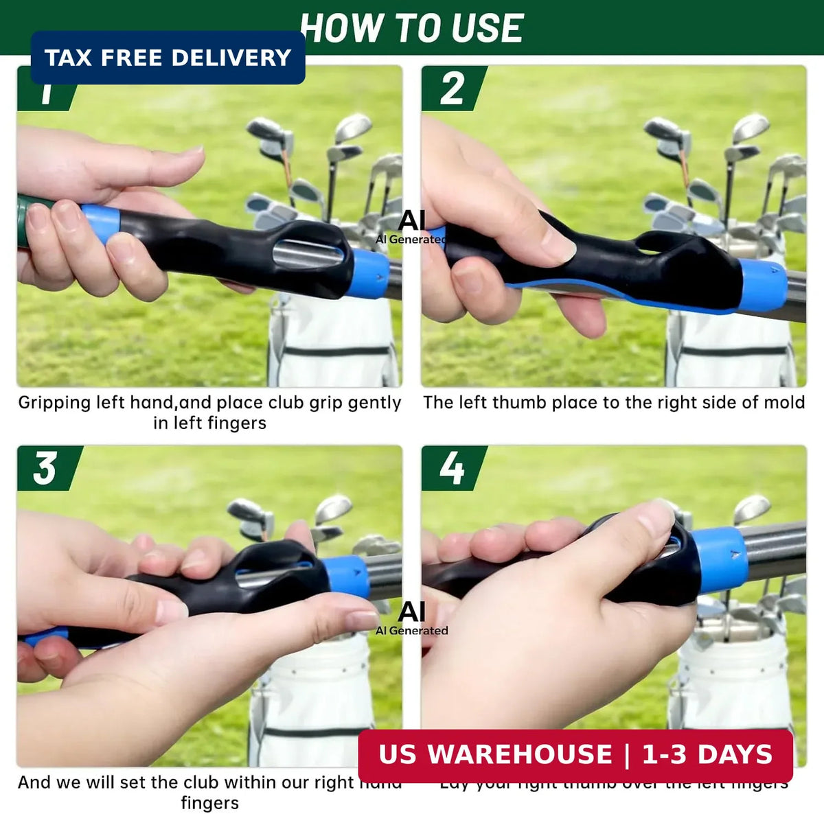 Golf Grip Trainer - Non-Slip Durable Hand Position Aid for Swing Improvement