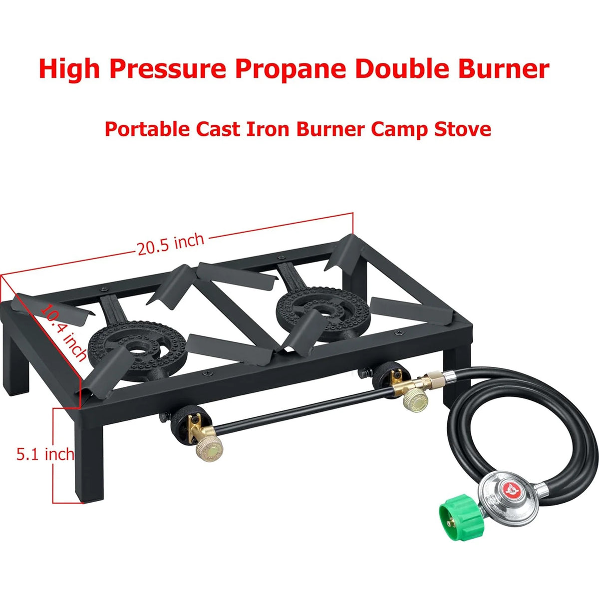 Dual Propane Gas Burner - High-Pressure Outdoor Camping Stove with Leak-Proof System