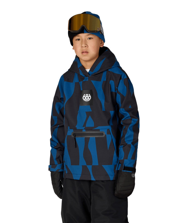 Waterproof Hooded Sweatshirt for Boys - Medium, Blue Ash Shapes
