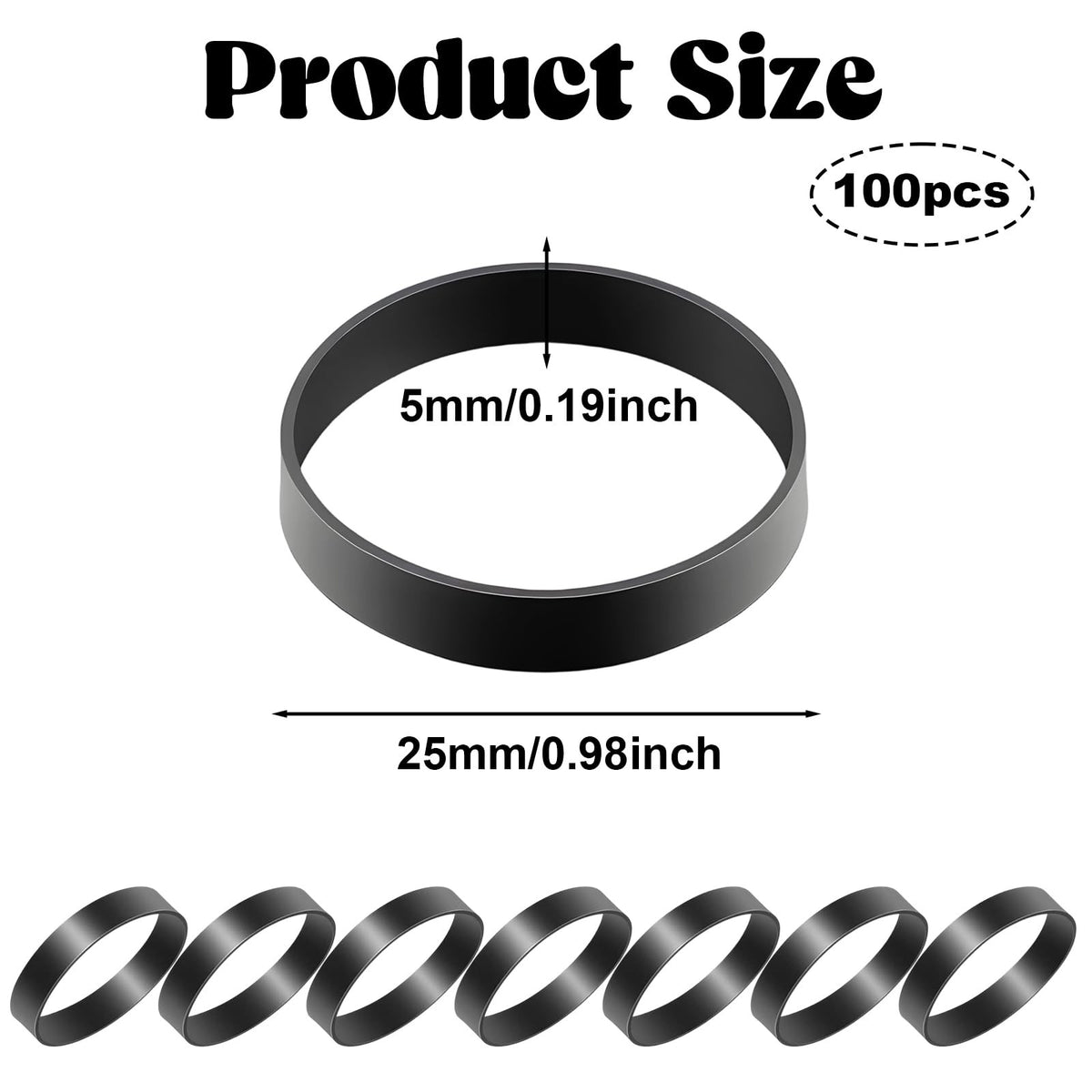 100PCS Silicone Rubber Bands - 1 Inch Cable Ties for Organizing Cables & Wires