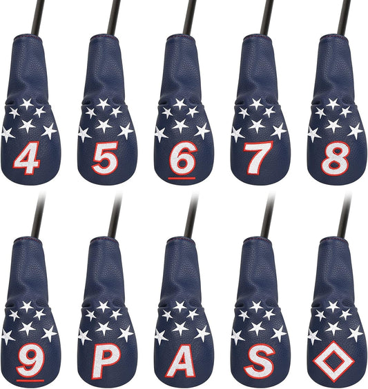Blue and White Star Pattern Iron Head Cover - Golf Club Club Protector