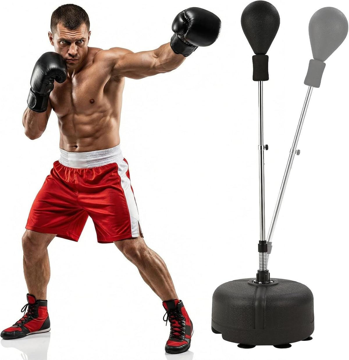 Adjustable Freestanding Speed Ball Punching Bag with Stand for Boxing Fitness