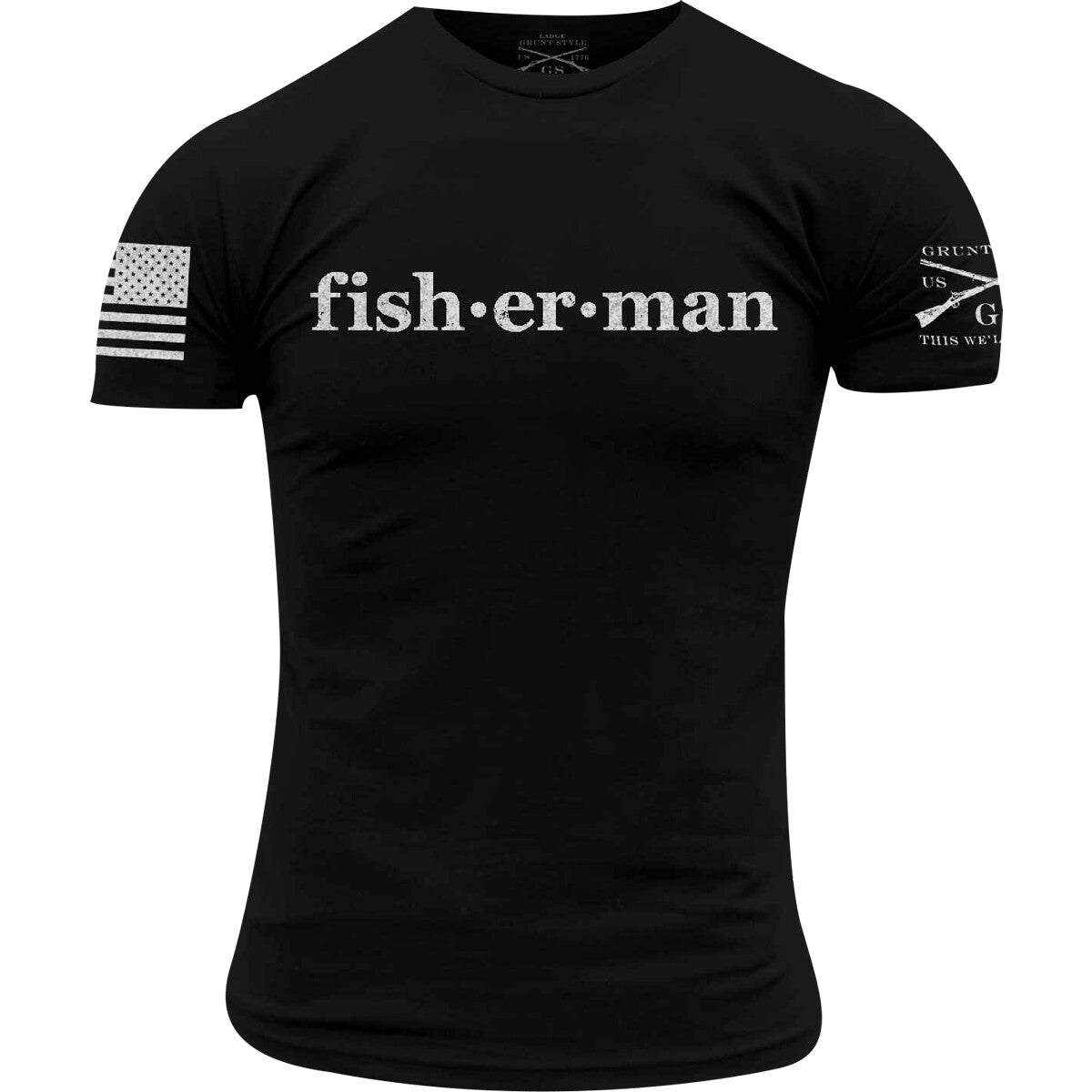 Fisherman Defined T-Shirt - Black, Casual Mens Tee, Multiple Sizes