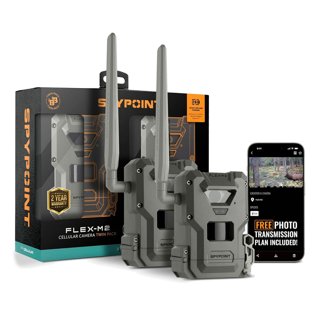 Trail Camera with 32MP HD Photos and LTE Auto-Connect Twin Pack