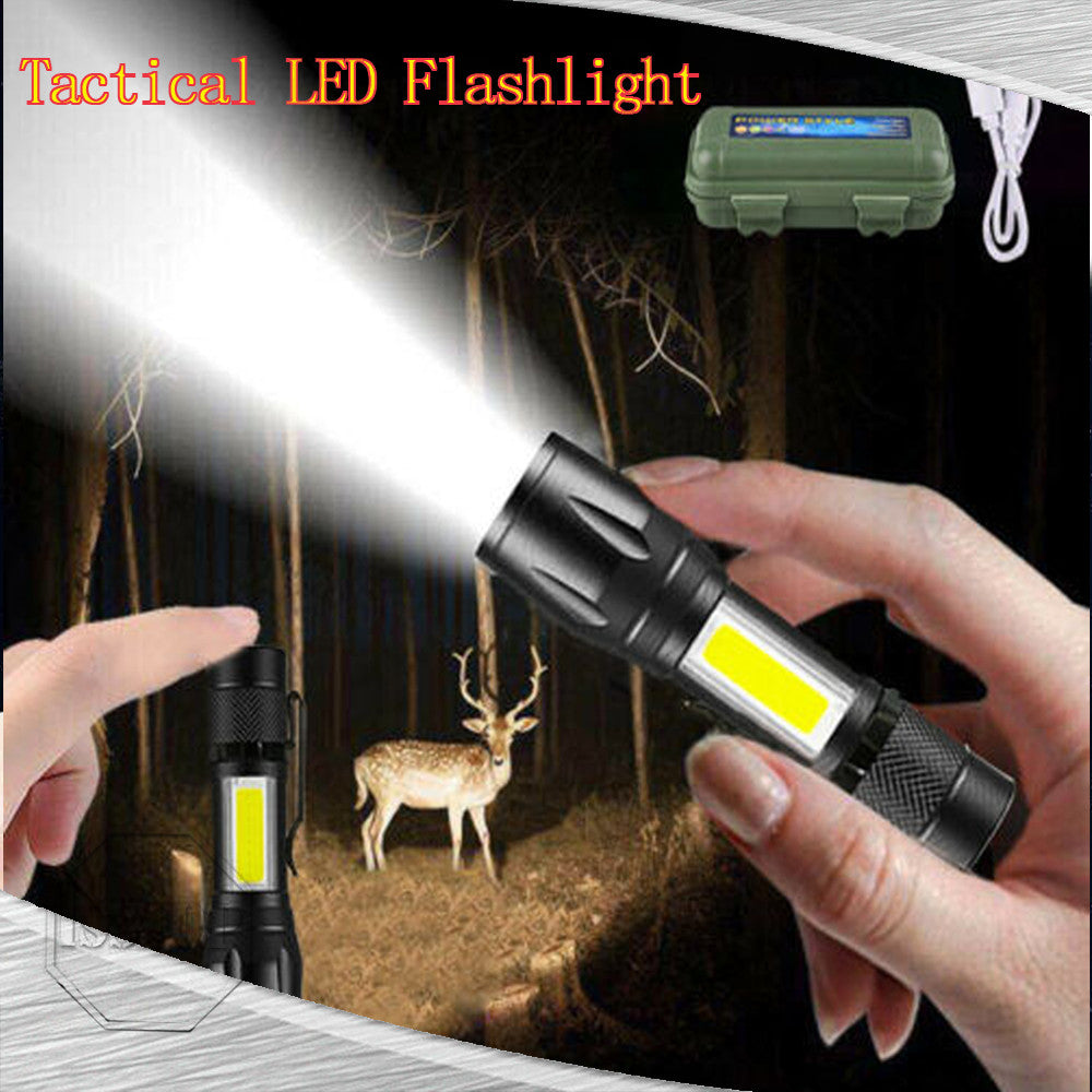 Rechargeable LED Tactical Flashlight - Super Bright Camping Light, USB Powered