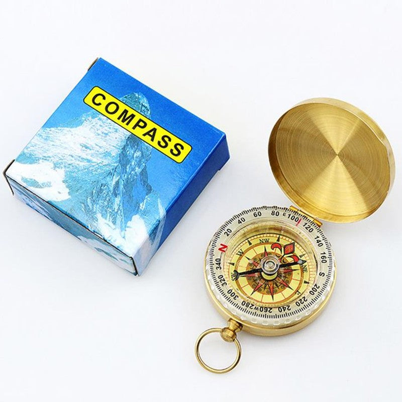 Outdoor Camping Luminous Navigational Compass - Brass Pocket Tool