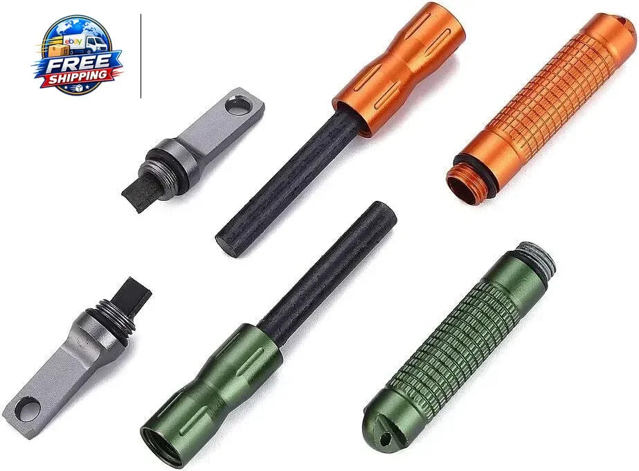 2 Pack Portable Fire Starter Ferro Rod with Scraper - Survival & Camping Gear