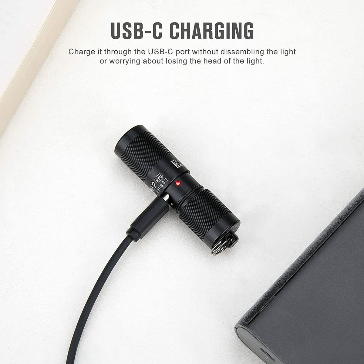 Rechargeable Keychain Flashlight - Compact 180 Lumen EDC Light with USB-C