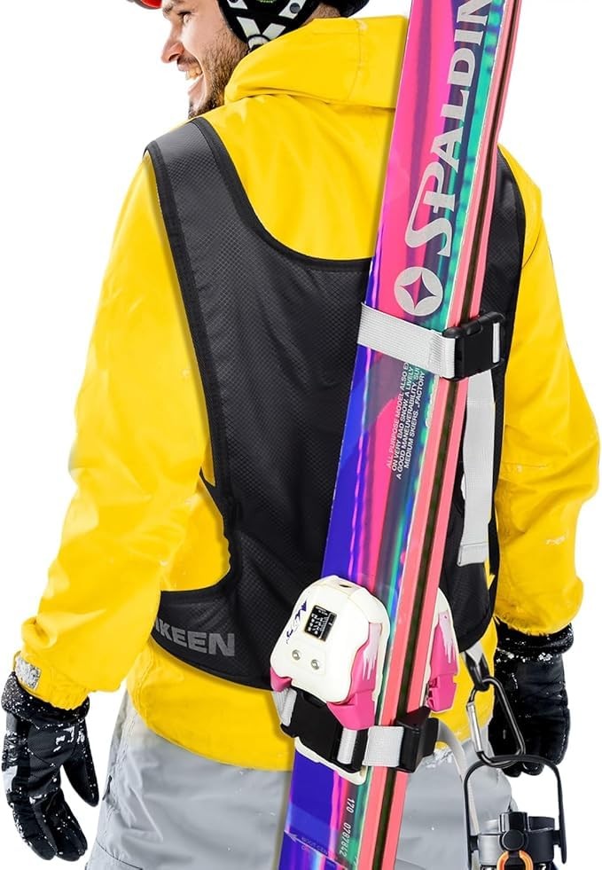 Ski Pole & Equipment Shoulder Strap Backpack - Black