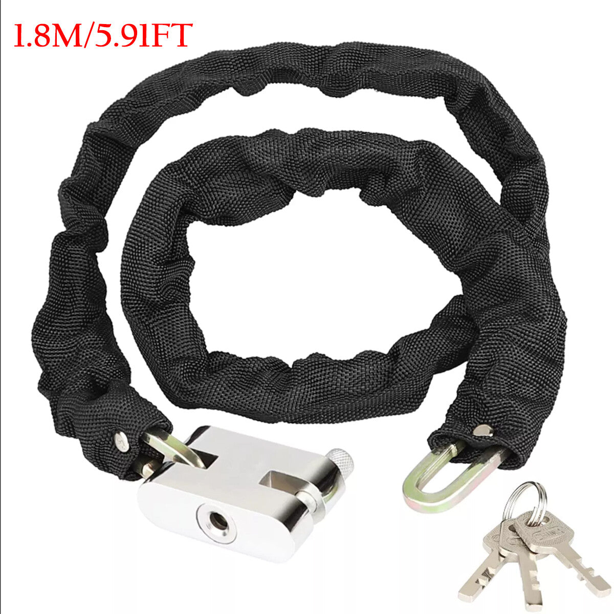 Heavy Duty Bicycle Motorcycle Chain Lock with Key - Waterproof & Anti-Theft