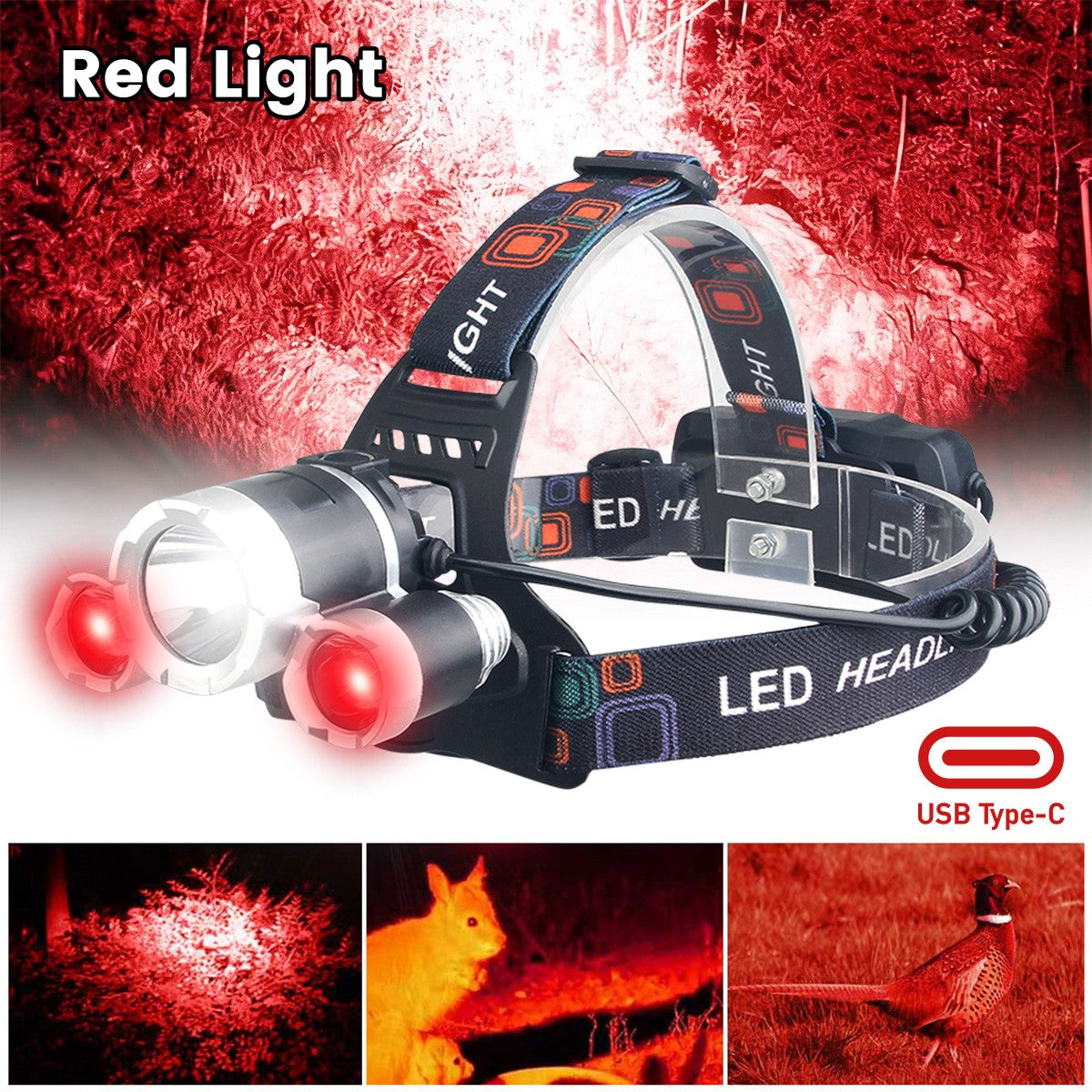 USB Rechargeable LED Headlamp for Camping & Outdoor Activities
