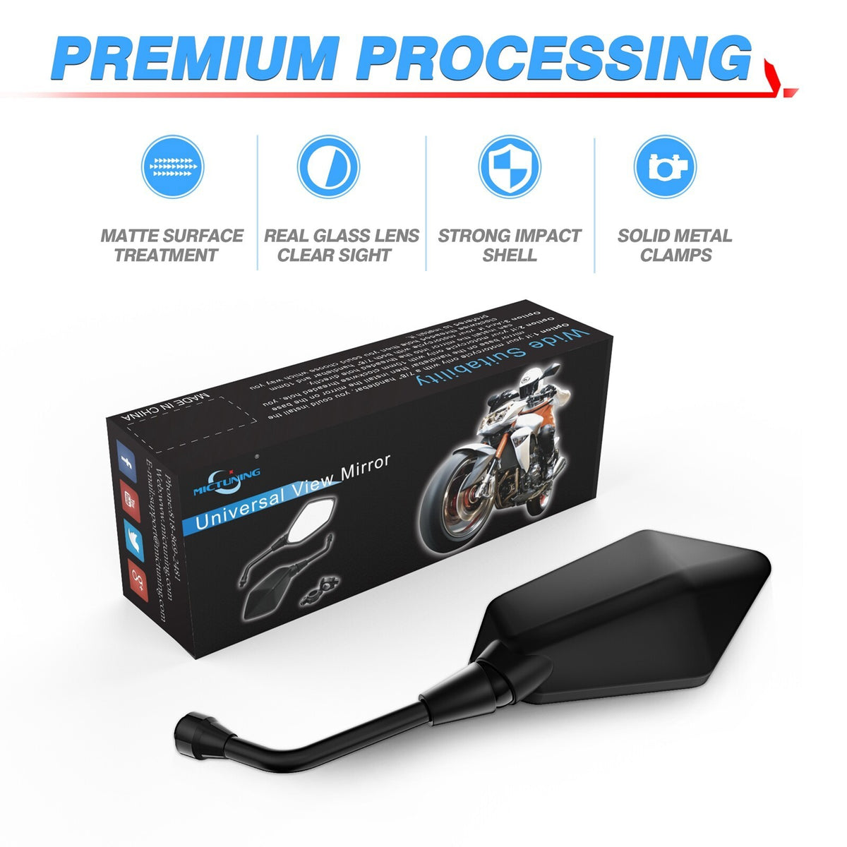 Universal 7/8" Handlebar End Rearview Mirror for Motorcycle Side View