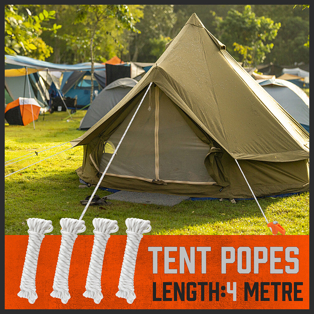 Heavy Duty Tent Stakes with Ropes and Hook - Steel Camping Pegs Set