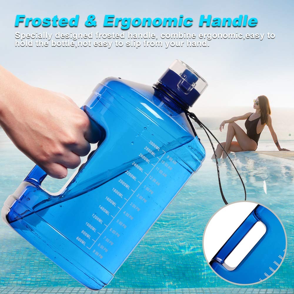 1 Gallon Water Bottle with Time Markers - Leak-Proof BPA Free Hydration Jug
