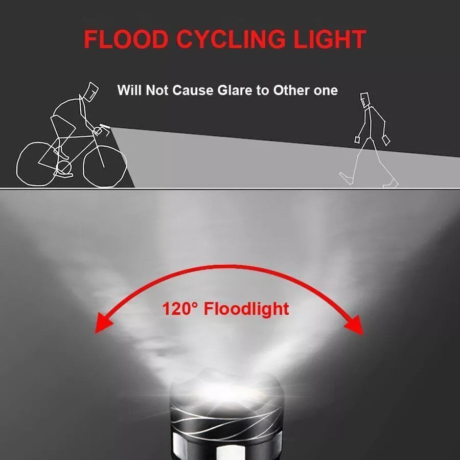 USB Rechargeable Bicycle Front and Rear LED Lights Set - Waterproof Cycling Lights