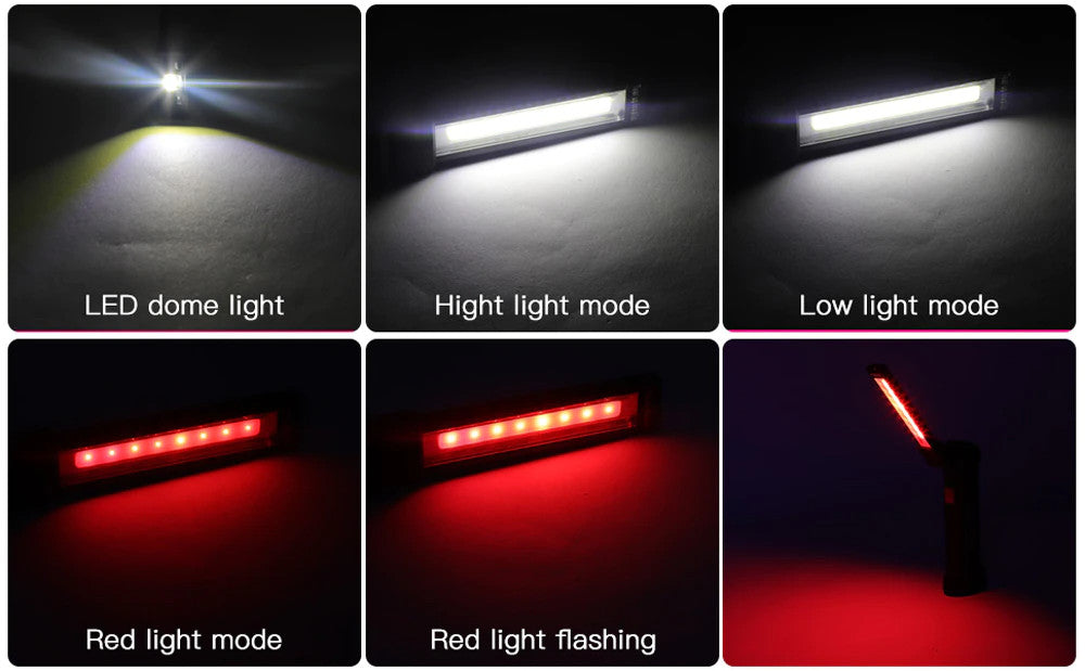 Rechargeable LED Work Light with Magnetic Base and 360° Rotating Head – Bright Mechanic Flashlight