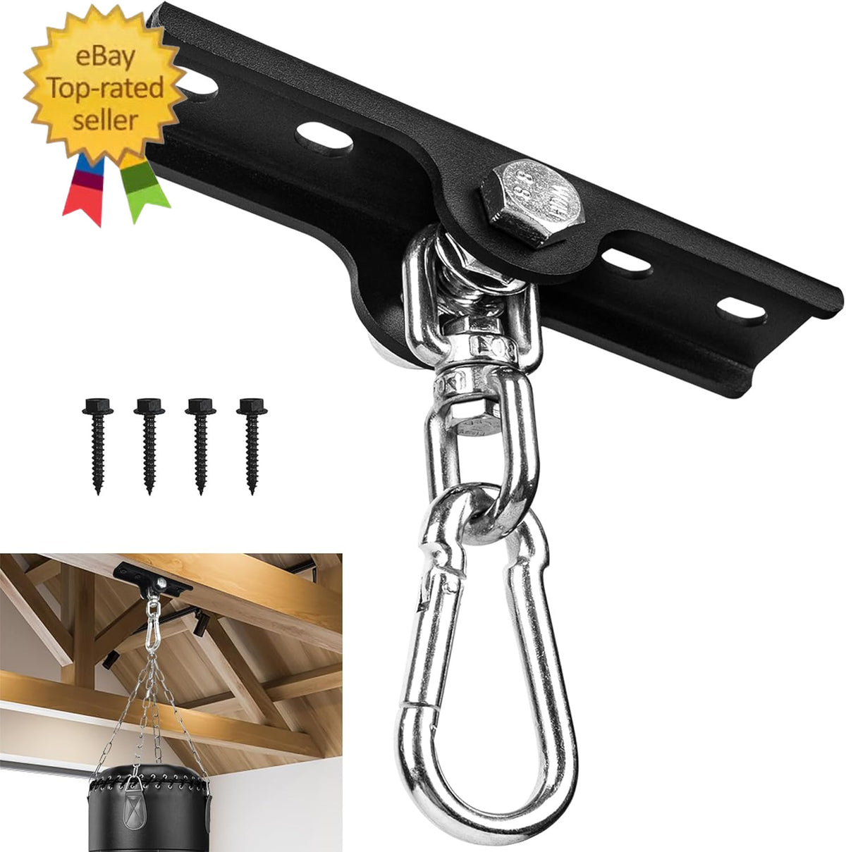 Heavy Boxing Bag Hanger for Wall & Ceiling - 360° Swivel Mount Bracket