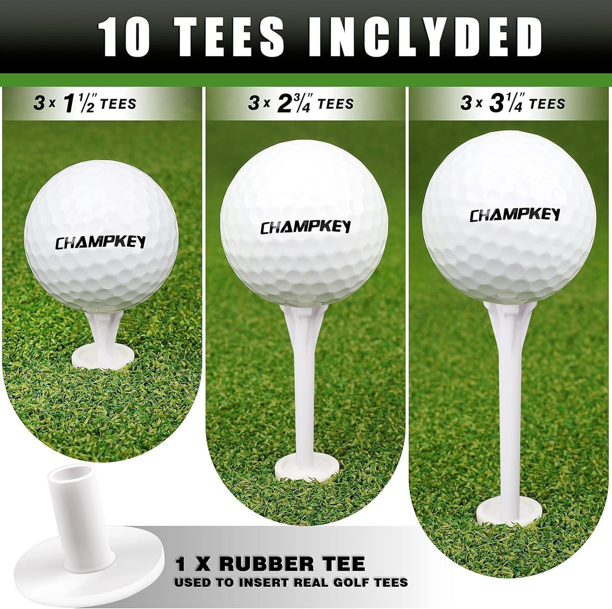 Golf Practice Mat 13x17 with Rubber & Plastic Tees - Compact Design