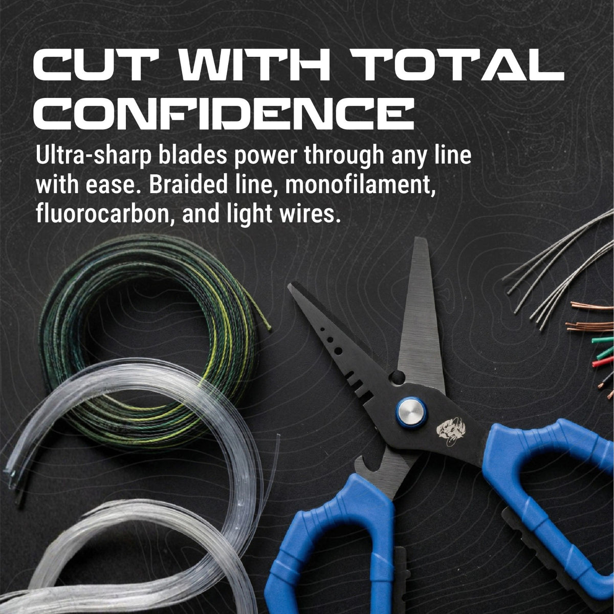 Fishing Line Cutting Shears with Sheath, Multi-Tool for Braid, Mono, Fluorocarbon