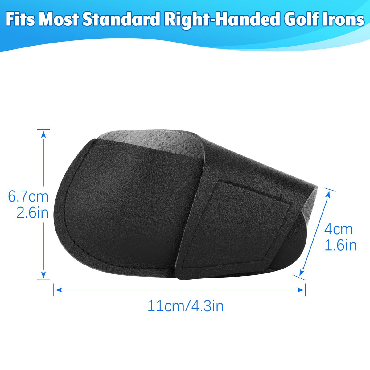 Golf Iron Head Covers Set - PU Leather Club Protector Sleeves for Right-Handed Golf Clubs